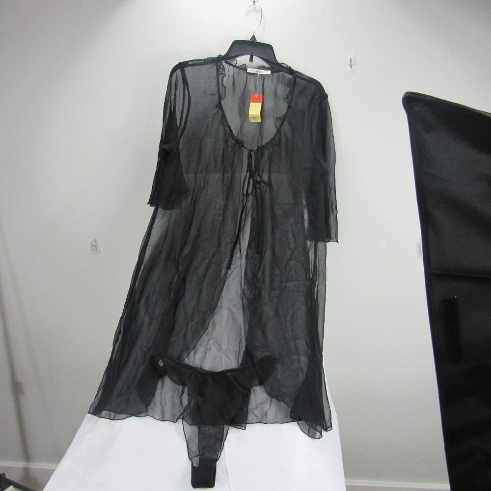 Robe and Thong Sleepwear Black - Picture 5 of 10